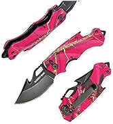 Mossy Oak Mini Folding Pocket Knife, Stainless Steel Drop Point Blade - EDC Multi-tool with Bottl...