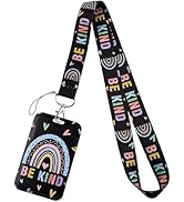 Cool Black Badge Holder Lanyard for ID Badge Keys Cute Love Heart Rainbow Keychain Lanyard for Wo...