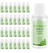 50 Pc Travel Size Mouthwash, 1.2oz/35ml Mini Mouthwash, Alcohol-Free, Portable Oral Rinse for Tra...