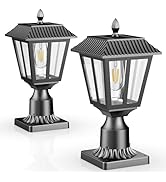 Solar Lamp Post Light Outdoor - 3000K Warm White, IP45 Waterproof Post Solar Lights Outdoor with ...
