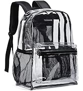 Vorspack Clear Backpack Heavy Duty PVC Transparent Backpack with Reinforced Strap for College Wor...