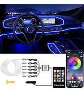 Jushope Interior Car LED Strip Lights with Wireless APP and Remote Control, RGB 6 in 1 Ambient Li...
