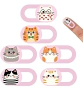 PRESSINART 6Pcs 6 Styles Pink Laptop Camera Cover Slide Cat Design 0.03 Inch Ultra Thin Webcam Pr...