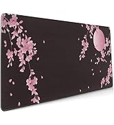 Sakura Cherry Blossom Extended Gaming Mouse Pad Non-Slip Rubber Base Pink Large Mousepad 35.4×15....