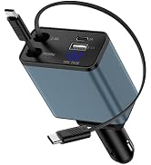 iPhone 17 Charger, 4-in-1 Retractable Car Charger, 30W PD USB-C Fast Charging Car Adapter with Du...