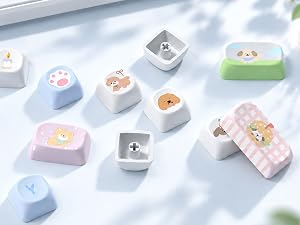 dagaladoo PBT Keyboard Keycaps, Blue/Green MOA keycaps,Cute Puppy