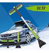 Yougfin 33" Ice Scraper for Car Windshield, Snow Brush, 2 in 1 Snow Removal for Cars with Foam Gr...