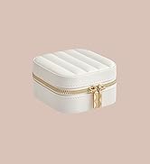 SONGMICS HOME Travel Jewelry Case, Small Jewelry Box Organizer with Mirror, 4.1 x 4.1 x 2.4 Inche...