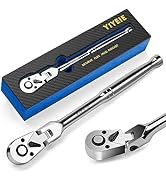 YIYEIE 3/8" Drive Flex Head Ratchet, 72 Tooth Swivel Head Ratchet, Quick-Release, CR-V Steel, Fle...