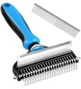Viretec Dog Deshedding Brush, Pet Grooming Tool, 2 in 1 Effective Undercoat Rake for Dogs and Cat...