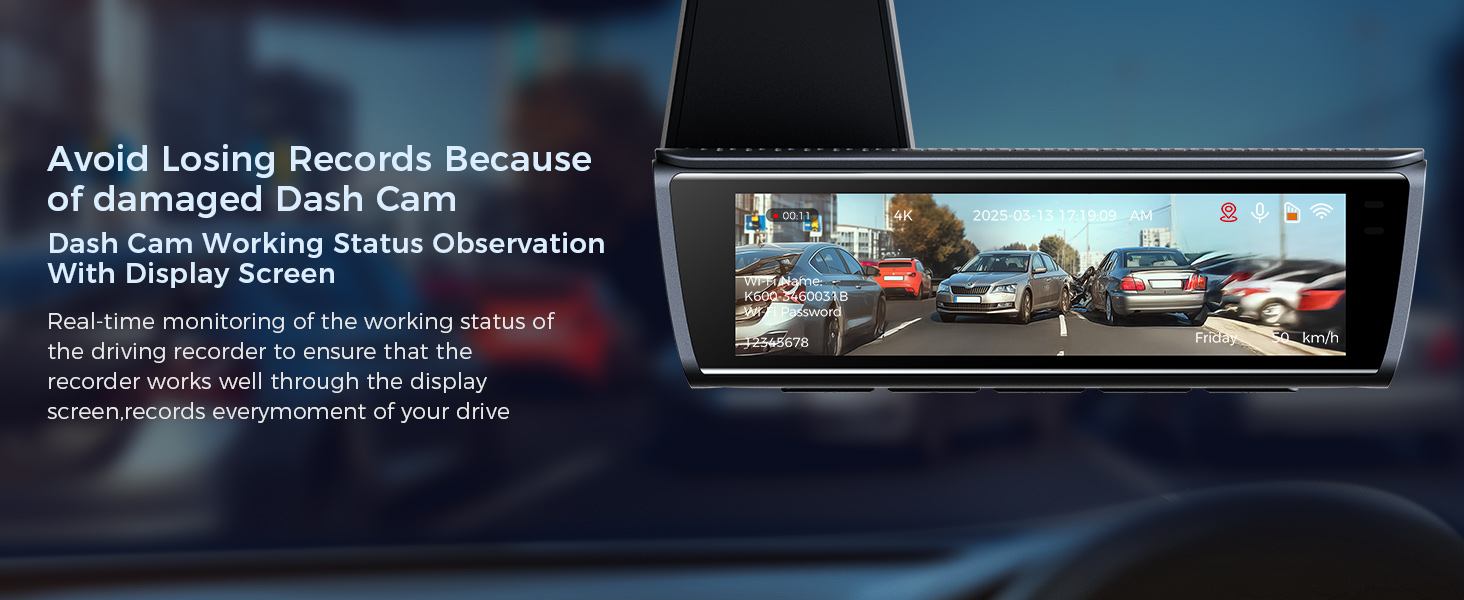dash cam with 3.59 display