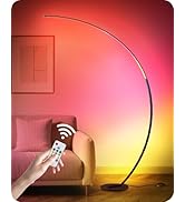 RGBW Floor Lamp, 75” Standing Tall Lamp, Dimmable Arc Floor Lamp for Living Room with Foot and Re...