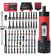 64-Piece Torque Screwdriver Set, 10-70 in-lb, 1/4" Drive Inch Pound Torque Wrench with 40 S2 Bits...