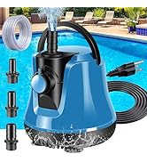 FineBud Submersible Water Pump, Adjustable Flow Sump Pump, Pool Cover Pump Above Ground, Electric...
