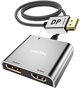 UANTIN DisplayPort to HDMI and DisplayPort Adapter | 4K 60Hz DP Splitter Extended Display Adapter...
