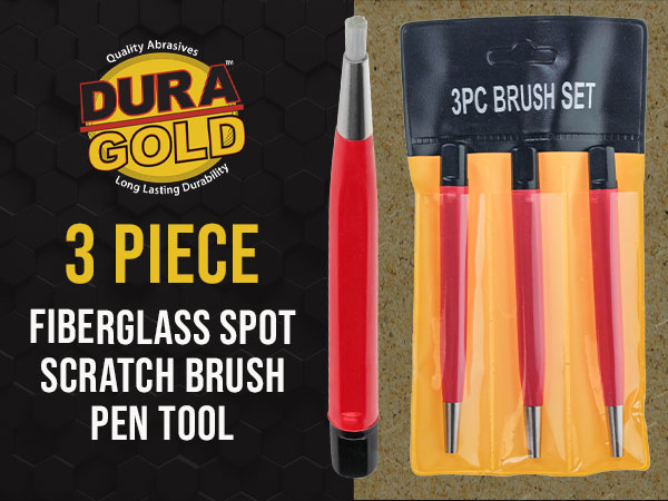 3-Pack Fiberglass Scratch Brush Pens - Clean, Sand, Remove Rust, Prep Paint Scratches, Polish Metals