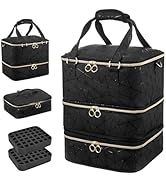 NCONCO Nail Polish Organizer, 3 Layers PU Leather Nail Polish Bag Holds 84 Bottles (15ml/0.5 fl.o...