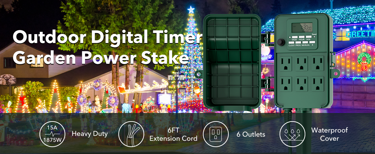 Outdoor Power Stake Timer Waterproof