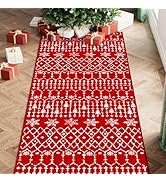 HUGEAR Christmas Boho Area Rug 2x8 Runner Rugs Machine Washable Hallway Rugs Low Pile Carpet Gree...