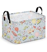 ANPZECK Nursery Toy Bin Shelf Basket Foldable Storage Gift Basket with Cars Printed Pattern, Wate...