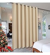 RYB HOME Wall Divider Curtain for Living Room, Noise Reduction Privacy Curtain with Anti-Rust Gro...