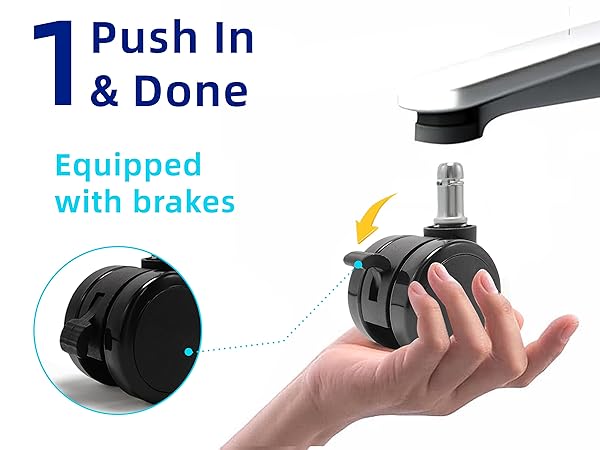 Office Chair Brake Twin Caster Wheels
