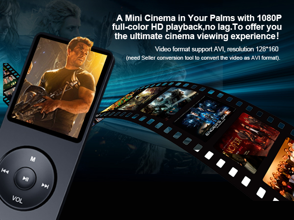 1080p full-color hd playback mp4 player