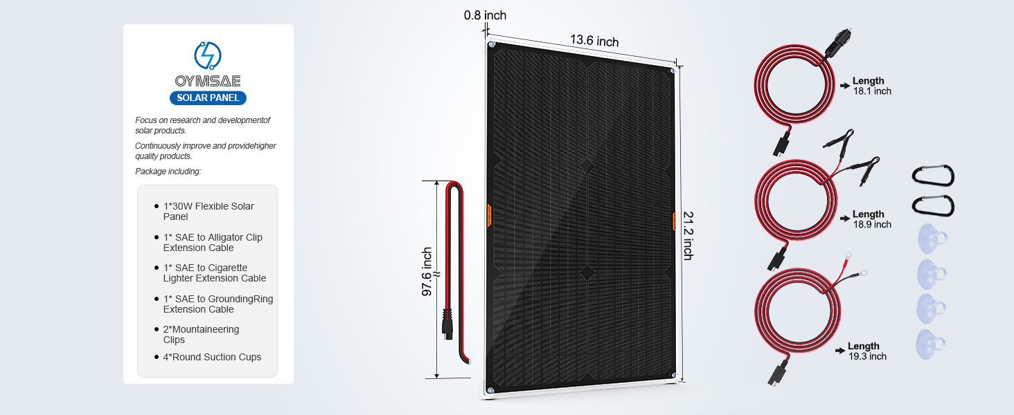 OYMSAE 30 Watt 12 Volt Solar Panel Solar Trickle Charger 30W 12V Portable Solar Battery Charger