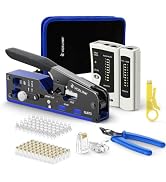 VCELINK RJ45 Crimp Tool Kit Advanced, All -In-1 CAT7/6/5 Crimper, Blue | Cable Tester, Wire Strip...