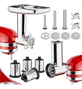 Meat Grinder &amp; Stainless Steel Cheese Grater Attachment for KitchenAid Stand Mixer - 2 Pcs Kitche...