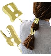 2 PCS Ponytail Holder Hair Clips 1.57 Inch Metal Hair Cuffs Gold Ponytail Buckle Metal High Ponyt...