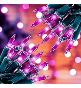 Hopolon Halloween Purple String Lights, 2PACK 50 Mini Fairy Lights Set,White Wire 13Ft Traditiona...