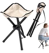 Travel Folding Camping Stool, 14.6 inches Lightweight Outdoor Tripod Chair and Maximum weight 210...