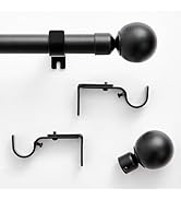jinchan Black Curtain Rods for Windows 72 to 144 Inch, 1 Inch Diameter Adjustable Heavy Duty Outd...
