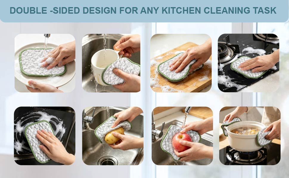 DOUBLE-SIDED DESIGN FOR ANY KITCHEN CLEANING TASK