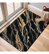 Lveesto 2'x3' Black and Gold Area Rug, Cashmere Marble Rug for Living Room Bedroom and Dining Roo...