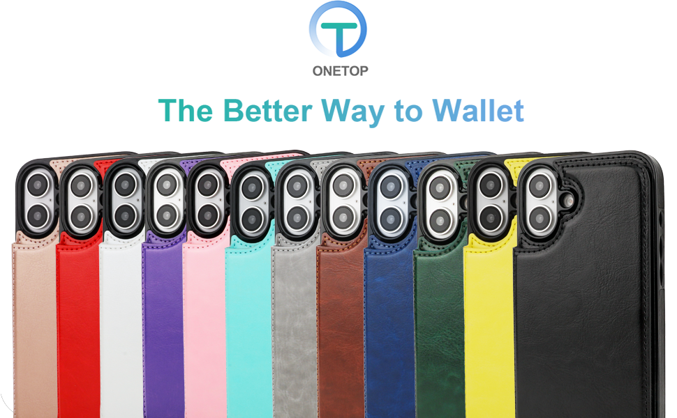 Wallet Case for iPhone 16 Plus Black Bronw Rose Gold Blue Red White Green Purple Yellow