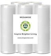 MegaWise 5 Rolls of Vacuum Sealer Machine Bags, 8 inch wide and 21.6 Feet Long for Megawise &amp; oth...