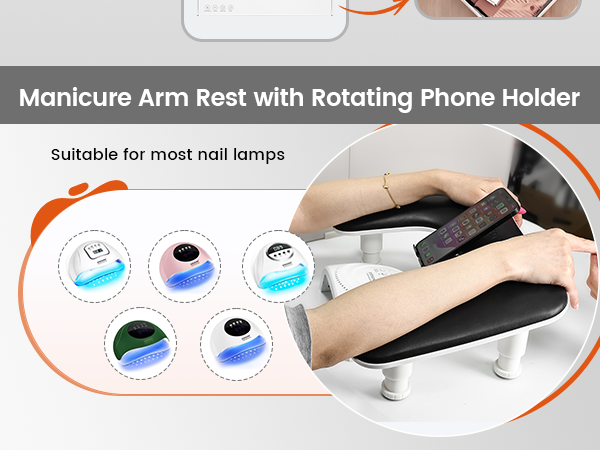 Black Manicure Arm Rest for Nails Tech