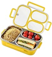 Eechen Charm Stainless Steel Lunch Box for Kids &amp; Adults - 25 oz 3-Compartment Bento Box, BPA-Fre...