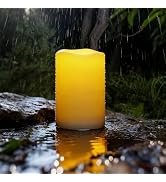 Homemory Large Solar Candles Outdoor Waterproof, 4"x6", Dusk to Dawn, Solar Powered Flameless Can...