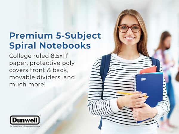 Premium College Ruled, 5 Subject Notebook