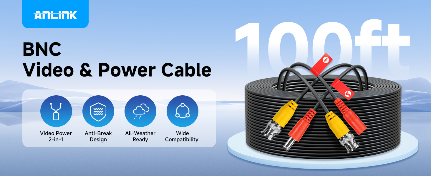 ANLINK 100ft BNC Cable