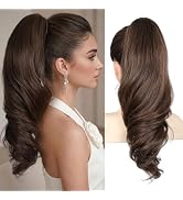 Claw Clip Ponytail Extension Clip On Pony Tails Hair Extensions for Women, 18" Long Wavy Clip In ...