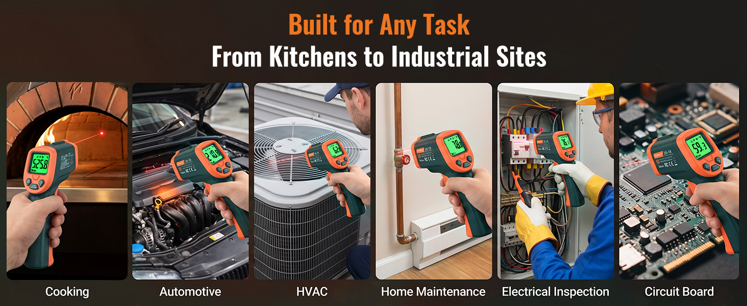 cooking, auto repair, HVAC, home maintenance, electrical inspection and circuit board testing
