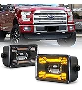 OCHYIT LED Fog Lights F150 Fog Lights with Amber DRL/Turn Signal Rectangular Fog Lights Assembly ...