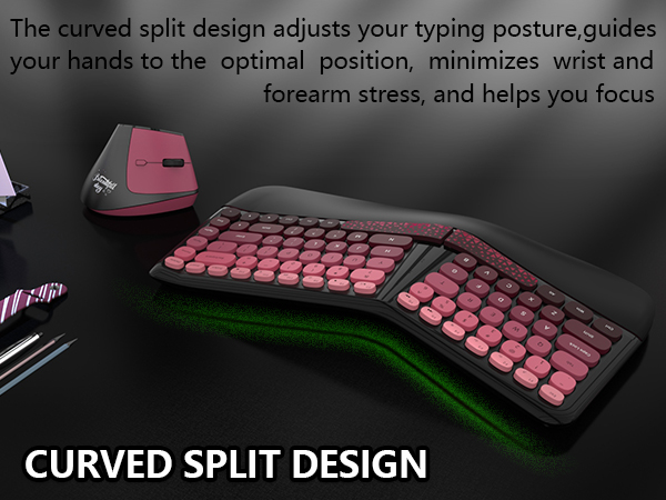 Ergonomic Wireless Keyboard and Mouse