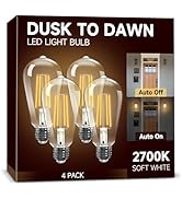 UNILAMP Dusk to Dawn Light Bulbs, Outdoor Light Bulbs, ST64 6W Equivalent 60W, 2700K Soft White, ...