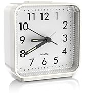 JXTZ Analog Alarm Clock, Bedside Clocks Battery Powered, Silent Non Ticking Travel Clock with Nig...