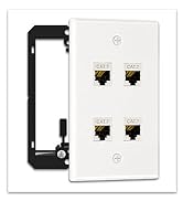 FGB 4 Port Single Gang Ethernet Wall Plate with Mounting Bracket